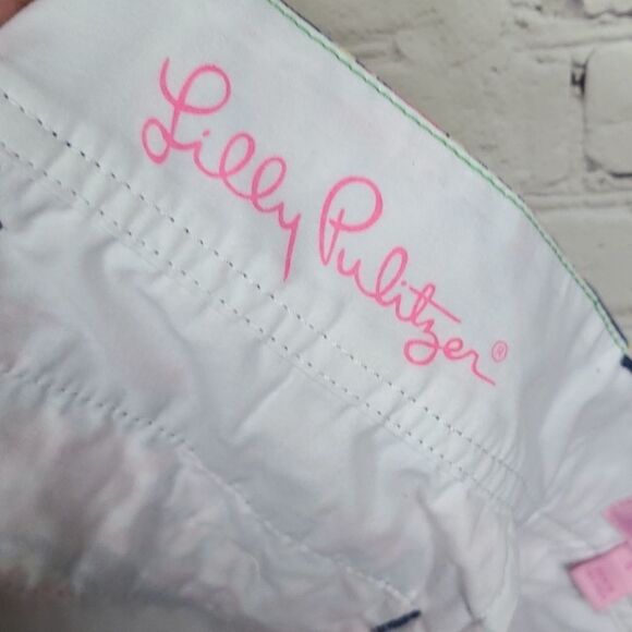 Lilly Pulitzer Vintage Halibut Walsh Short Pockets Red Blue Coral Reef Designer - Picture 4 of 11